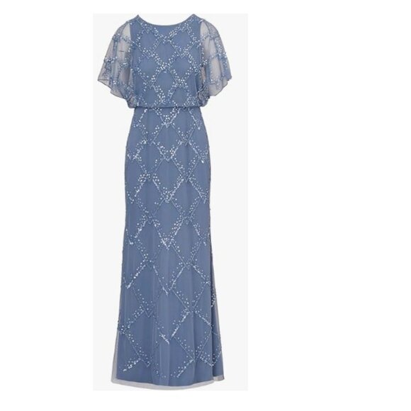 Adrianna Papell French Blue Beaded Blouson Gown Women's Size 4 New with Tags NWT - Picture 6 of 13